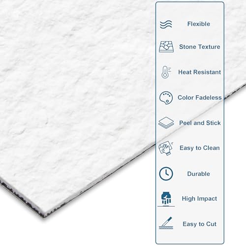 40-Sheet Flexible Stone Peel and Stick Backsplash Tile, 3" x 11.8" White Quartz MCM Modified Clay Material Wall Covering, Subway Texture Self-Adhesive Wall Tiles for Kitchen Bathroom Fireplace - color: White Quartz
