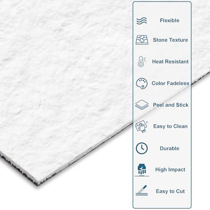 40-Sheet Flexible Stone Peel and Stick Backsplash Tile, 3" x 11.8" White Quartz MCM Modified Clay Material Wall Covering, Subway Texture Self-Adhesive Wall Tiles for Kitchen Bathroom Fireplace - color: White Quartz