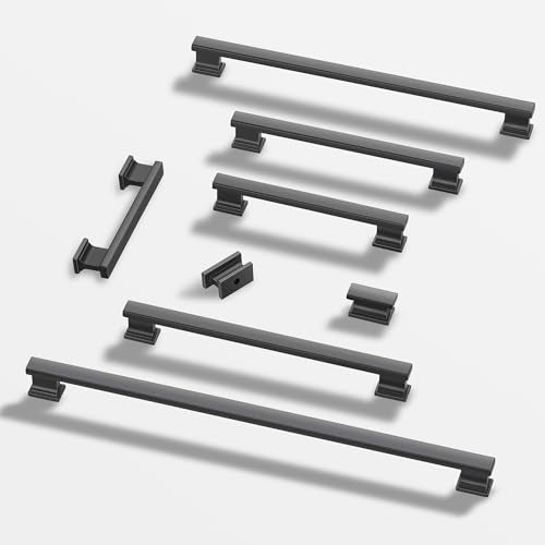 Lardmon 10 Pack Gunmetal Gray Rectangle Cabinet Knobs Drawer Knobs Modern Single Hole Cabinet Pulls Solid Kitchen Cabinet Handles Hardware Drawer Pulls Handles for Dresser, L x W: 1.24 x 0.59 in - color: Gray, size: Single Hole