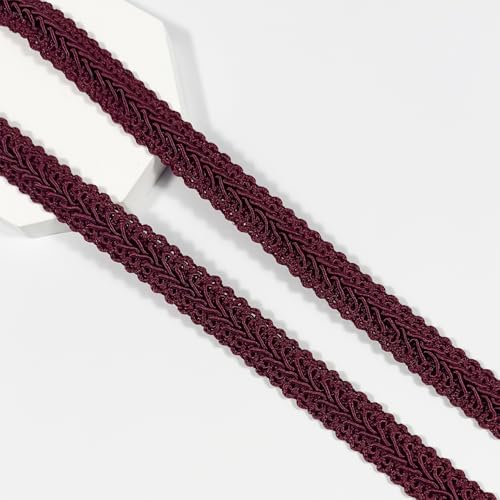 Gimp Braid Trim 12Yards 1.2cm/0.47in Wine Red Fabric Decorative Webbing for All Kinds of Sewn Garments, Curtains,Lampshade, Sofa DIY Sewing and Crafting (Wine Red) - color: Wine Red-12mm, size: 12mm
