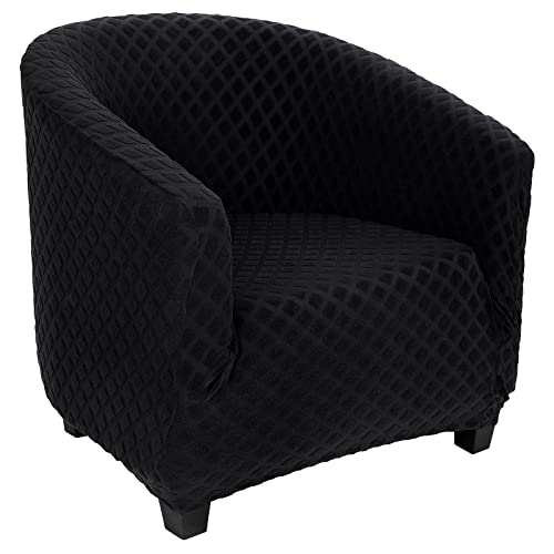 SearchI Club Chair Slipcover Stretch Barrel Chair Covers Jacquard Tub Chair Slipcovers Soft Spandex Armchair Sofa Cover Removable Couch Furniture Protector Arm Chair Cover for Living Room(Black) - color: Black Jacquard