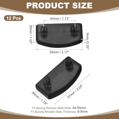 uxcell 12 Pcs 55mm x 9mm Plastic Bed Slat End Caps, Bed Slat Cover Black - color: Black, size: 55mm x 9mm