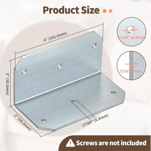 2x4 Inch 90 Degree Corner Bracket, 200 LBS, Galvanized, 16 PCS - color: Galvanized-16PCS