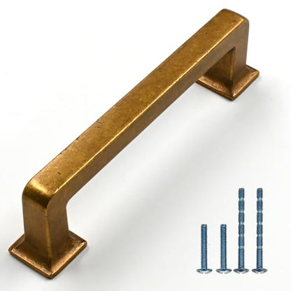 Antique Brass Cabinet Handles Kitchen Pulls 3.75 Inch 10 Pack - color: Antique Brass, size: 3.75" Hole Center
