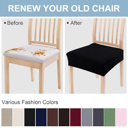 Smiry Stretch Jacquard Seat Covers for Dining Room Chairs Set of 2 - color: Black, size: Set of 2