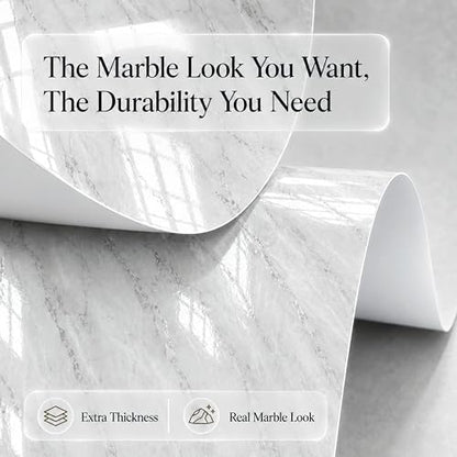 Very Berry Sticker Marble Contact Paper (White, 24" x 118", 2 Pack) - color: White, size: 24" x 118" (2-pack)