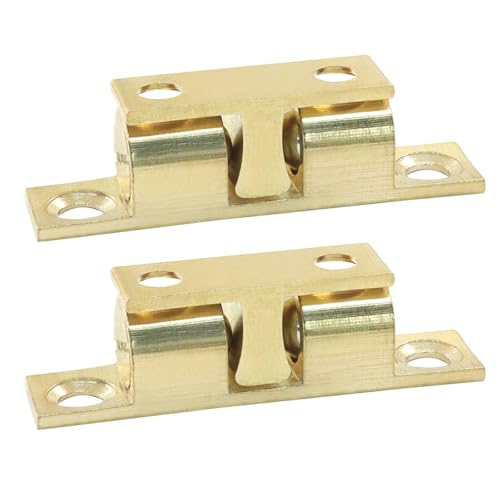 Hordion 4 Pack Double Ball Tension Roller Catch Latch, 40mm Solid Brass