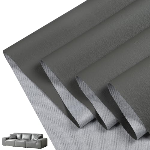 CDY Marine Vinyl Upholstery Fabric: 54"x36" Soft Grain Faux Leather Durable - color: Gray, size: 1 Yard（54"x36")