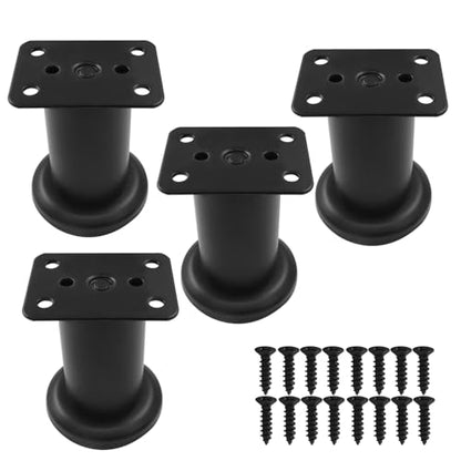 Zorfeter 4Pcs Black Adjustable Height Furniture Legs 3.15-4.72 Inch - color: Black, size: 3.15-4.72 Inch
