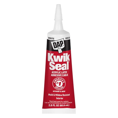 DAP Kwik Seal Kitchen & Bath Adhesive Caulk, White, 2.8 oz (7079800954) - size: 2.8 oz
