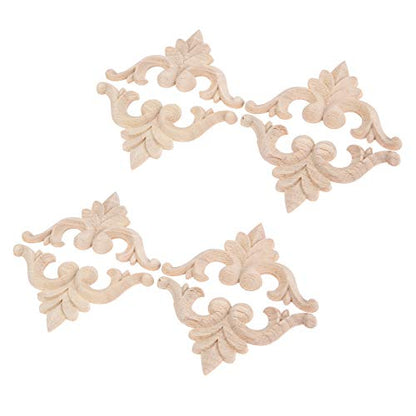 8Pcs Wood Carved Appliques Onlays Small Corner Carving Decals for Furniture - size: 9.5x9.5cm/3.74"x3.74"