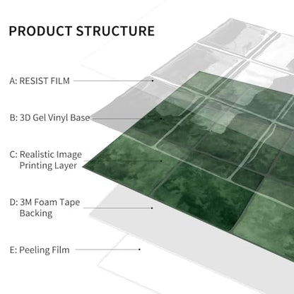 10 Sheet Peel and Stick Backsplash Tile, 12"x12", Green - color: Green
