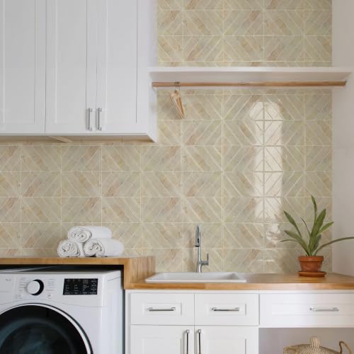 STICKGOO Herringbone Peel and Stick Backsplash, Galala Beige, 10 Sheets - color: Galala Beige, size: Pack of 10