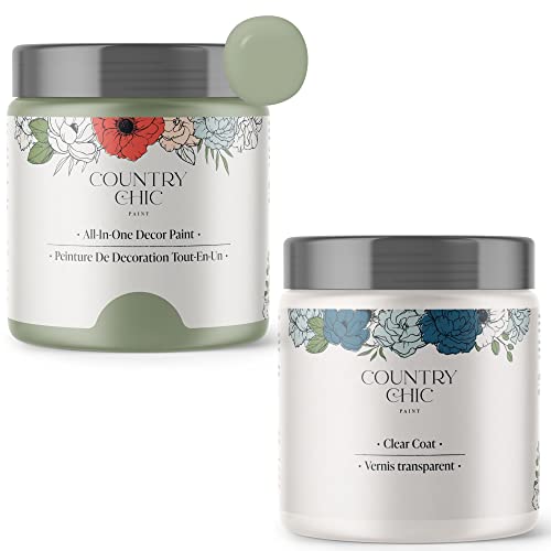 Chalk Style Paint + Clear Coat Bundle - for Furniture, Home Decor, Crafts (Color: Sage Advice [pint - 16 oz] - Sage Green)