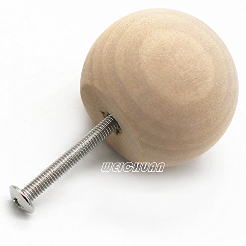 WEICHUAN 15-Pack Solid Wood Ball Knobs for Cabinet Dresser Drawer