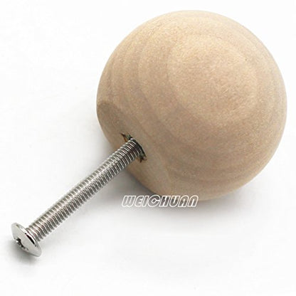WEICHUAN 15-Pack Solid Wood Ball Knobs for Cabinet Dresser Drawer