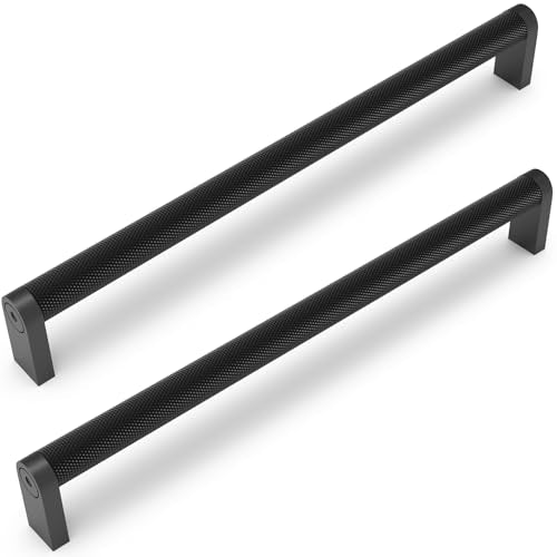 30 Pack Matte Black Cabinet Pulls knurled 10 Inch Hole Centers Kitchen Cabinet Handles Black Drawer Pulls Dresser Handles - color: Matte Black, size: 10'' Hole Center(254mm)