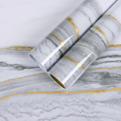CHIHUT 12"x100" Marble Countertop Contact Paper Thick Waterproof White Marble Peel and Stick Wallpaper for Countertops Self Adhesive Removable Glossy Vinyl Film for Kitchen Cabinets Wall Covering - size: 12" x 100"