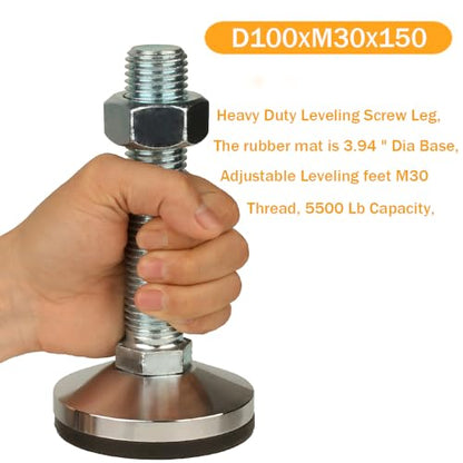 Heavy Duty Leveling Screw Leg,Leg Leveler 3.94" Dia Base,Adjustable Leveling feet M30 Thread, 5500 Lb Capacity,Capacity for Workbench, Machine, Cabinet (D100xM30x150,2 Pcs,Black) - size: D100xM30x150,2 Pcs