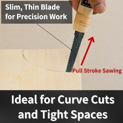 Japanese Pull Saw Woodworking Small Keyhole Saw 7-7/8" Made in JAPAN, Ryoba Double-Edge Handsaw for Wood, Plywood, Drywall, Sheetrock, Gypsum Board, Plasterboard, Wood Handle - color: 7-7/8" Keyhole (Ryoba)