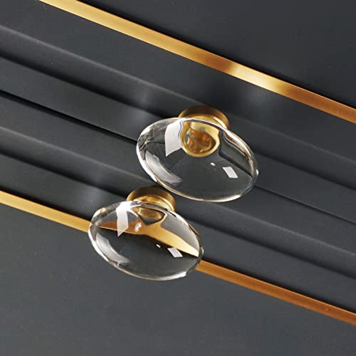 16 Pack Glass Cabinet Knobs and Pulls, Oval Crystal Knobs for Dresser Drawers, Satin Brass/Gold Kitchen Cabinet Knobs Egg Shape - color: Satin Brass/Gold, size: 16 Pack