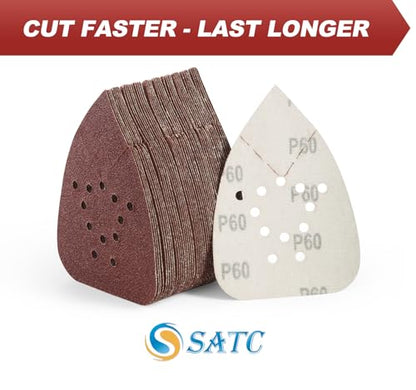 S SATC Mouse Sander Sandpaper 50PCS Mouse Sanding Pads 12 Holes Hook and Loop Sandpaper 60 Grit Detail Palm Sand Paper - style: 50 PCS 12 Hole 60 Grit