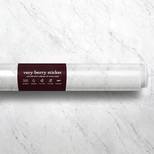 Very Berry Sticker Marble Contact Paper (White, 39" x 118", 2 Pack) - color: White, size: 39" x 118" (2-pack)