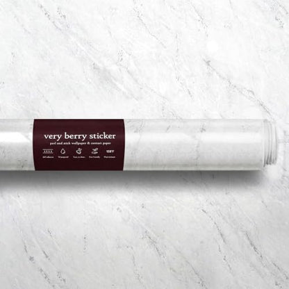 Very Berry Sticker Marble Contact Paper (White, 39" x 118", 2 Pack) - color: White, size: 39" x 118" (2-pack)