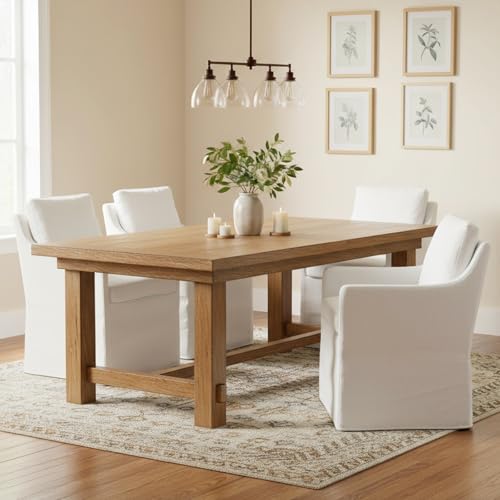 Slipcovered Dining Chairs with Arms, Set of 2, Beige