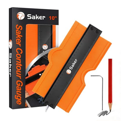 Saker Contour Gauge Profile Tool with Adjustable Lock 10 Inch Orange - style: 10 INCH