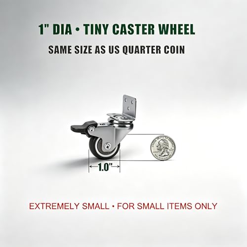 ZUOFANG 1" Small Low Profile Caster Wheels Set of 4, Mini, 97 lbs Total - style: 1.0 Inch Wheel