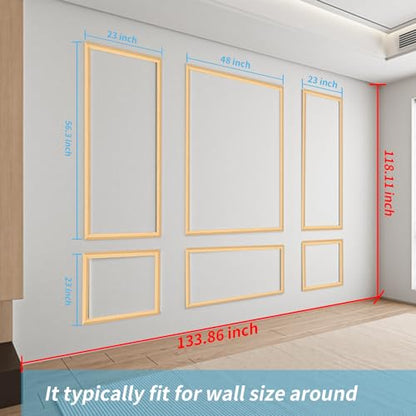 Art3d Pre-Cut Wall Molding Set of 6 pcs, 3 Top 3 Bottom, Oak - color: ‎Oak: Style 2
