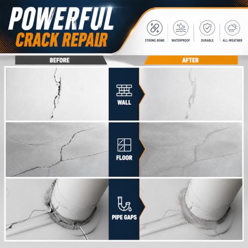 KMOSENIA Concrete Crack Filler, 4 Pack, 5.02 LB Self-Leveling Sealant, Gray