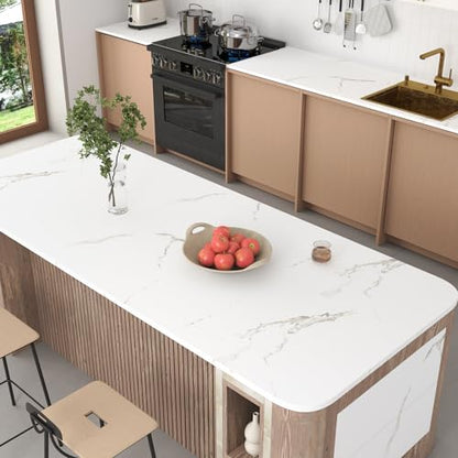 White Peel and Stick Wallpaper Matte Marble Contact Paper for Countertops Waterproof Self Adhesive Marble Vinyl Wrap for Table Counter Top Covers 24"x472" Removable White Granite Wallpaper - size: 24" x 472"