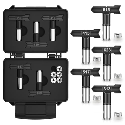 Sprayer Tips, 5Pcs Airless Paint Sprayer Tips, Paired with Small Packaging Case for Easy Carrying and Storage(211, 313, 415, 517, 623)