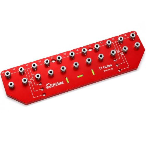 VASTHOME 11 Holes Shelf Pin Jig - 1/4" (6mm) & 5mm Shelf Holes Drilling Jig - size: 11 Holes