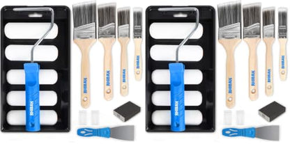 Paint Roller Kit, Paint Brushes and 4 Inch Foam Small Paint Roller Set, All in One Paint Tools for Professional or Home Owners for Professional Painting Results (Pack of 2) - size: Small (Pack of 2)