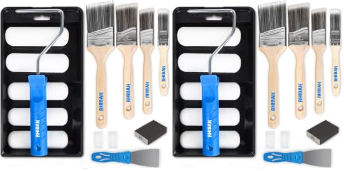 Paint Roller Kit, Paint Brushes and 4 Inch Foam Small Paint Roller Set, All in One Paint Tools for Professional or Home Owners for Professional Painting Results (Pack of 2) - size: Small (Pack of 2)