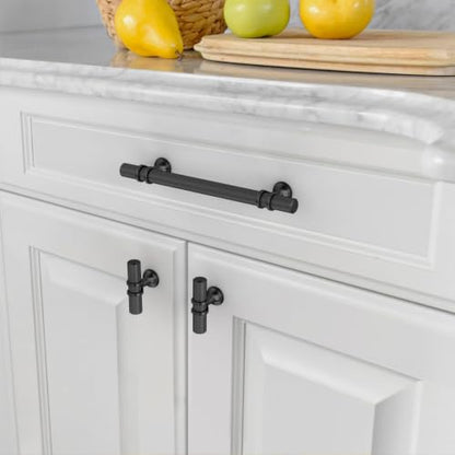 Amerdeco 10 Pack Knurled Matte Black Cabinet Pulls 3.75 Inch Hole Center Kitchen Cabinet Handles for Drawer, Cupboard and Wardrobe ZH0025 - color: Matte Black, size: 3.75"/96MM Hole Center, style: 10 Pack