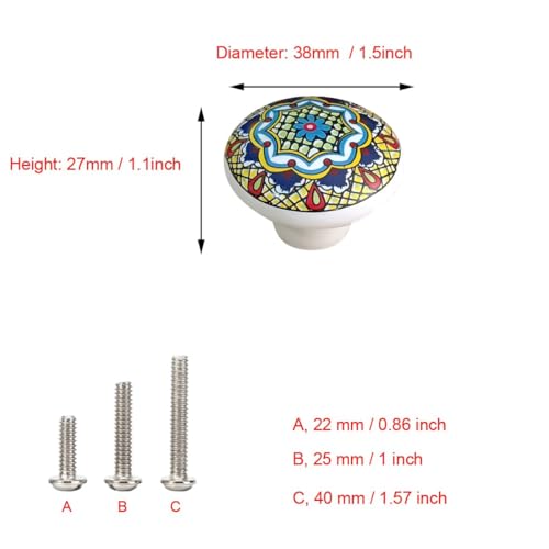 HUAMULAN Ceramic Knobs Boho Cabinet Pulls Drawer Door Handles 15 Pack - color: MZ936-6-15PCS