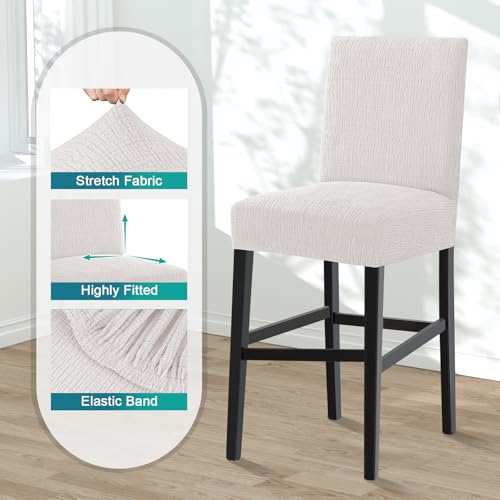 Turquoize 100% Waterproof Bar Stool Cover Stretch Washable Barstool Seat Covers Set of 4, Removable Bar Chair Covers with Backs, Counter Height Chair Cover for Kitchen Dining Room Cafe (4, Pale Oak) - color: Waterproof-pale Oak