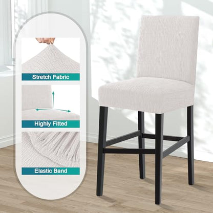 Turquoize 100% Waterproof Bar Stool Cover Stretch Washable Barstool Seat Covers Set of 4, Removable Bar Chair Covers with Backs, Counter Height Chair Cover for Kitchen Dining Room Cafe (4, Pale Oak) - color: Waterproof-pale Oak