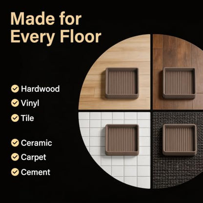 Non Slip Furniture Pads for Hardwood Floors -Yelanon 4Pcs 4” Coasters Cups - color: 4pcs4"square Brown