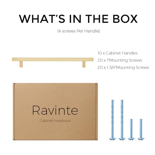 Ravinte Champagne Gold Handles Square Cabinet Hardware 8-3/4 Inch 10 Pack - size: 8-3/4" Hole Center