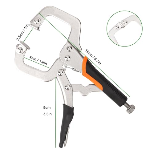 5 Pack 6 Inch C-Clamp Locking Pliers with Rubber Handle, C-Clamps Face, 6 Inch Heavy Duty C Clamp Locking Pliers for Woodworking and Home Improvement - size: 5 Pack 6 Inch with rubber handle