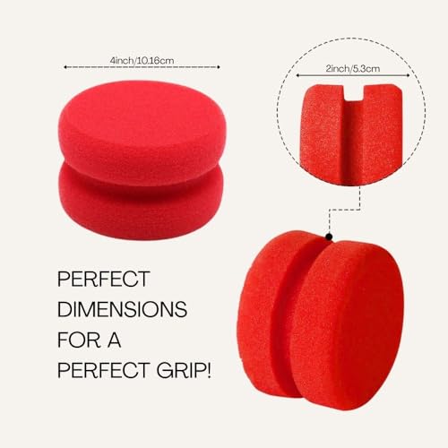 Colorantic | Reusable Chalk Paint Sponges | 4” Round Washable Sponge Tool for Furniture Paint & Chalk Projects | Smooth Application | Durable Multi-Purpose Applicator | Pack of 2 | Red
