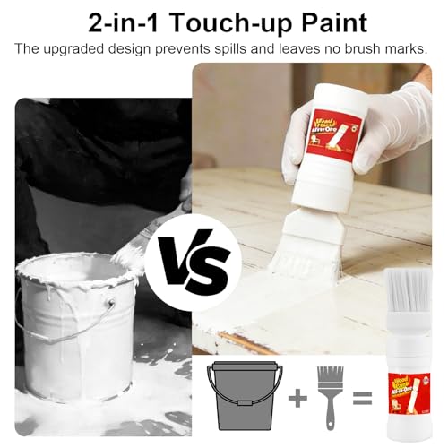 White Wood Touch Up Paint, Multi Surface Touch Up Paint Pen, Refinishing for Door, Cabinets, Furniture, Metal - Repair Sratches, Chips, Quick-Dry, Easy Brush Application (6.35 Oz, 1Pack)