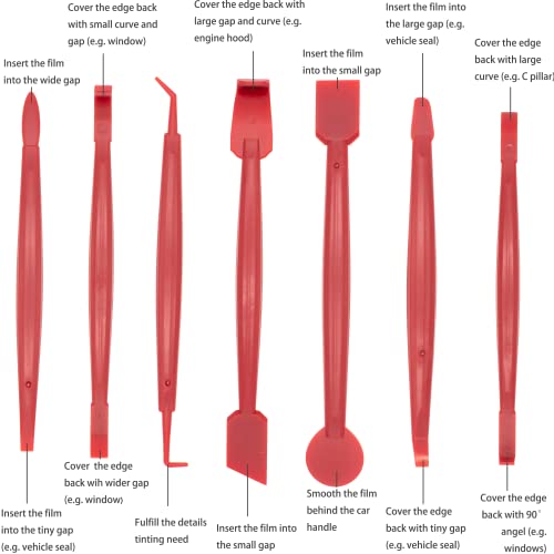 Spanno Vinyl Wrap Tool Kit for Cars, Window Tint Tools Includes Squeegees - color: red