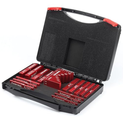 EANOSIC Setup Blocks Woodworking Tools - 16 PCS Height Gauge Block Set with Easy Block, Precision Ruler-Marked Bars - Solid Aluminum Alloy Setup Barsn Saw Gauges for Router and Table Saw Set Up - style: 16 Pcs-Inch(Easy Block)