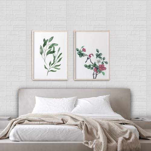 YU LI 3DH 3D Wall Panels Peel and Stick Faux Stone Wall Panel White 20-Pack Faux Brick Self-Adhesive Wallpaper 3D Foam Brick Wallpaper - color: White, size: 20PCS